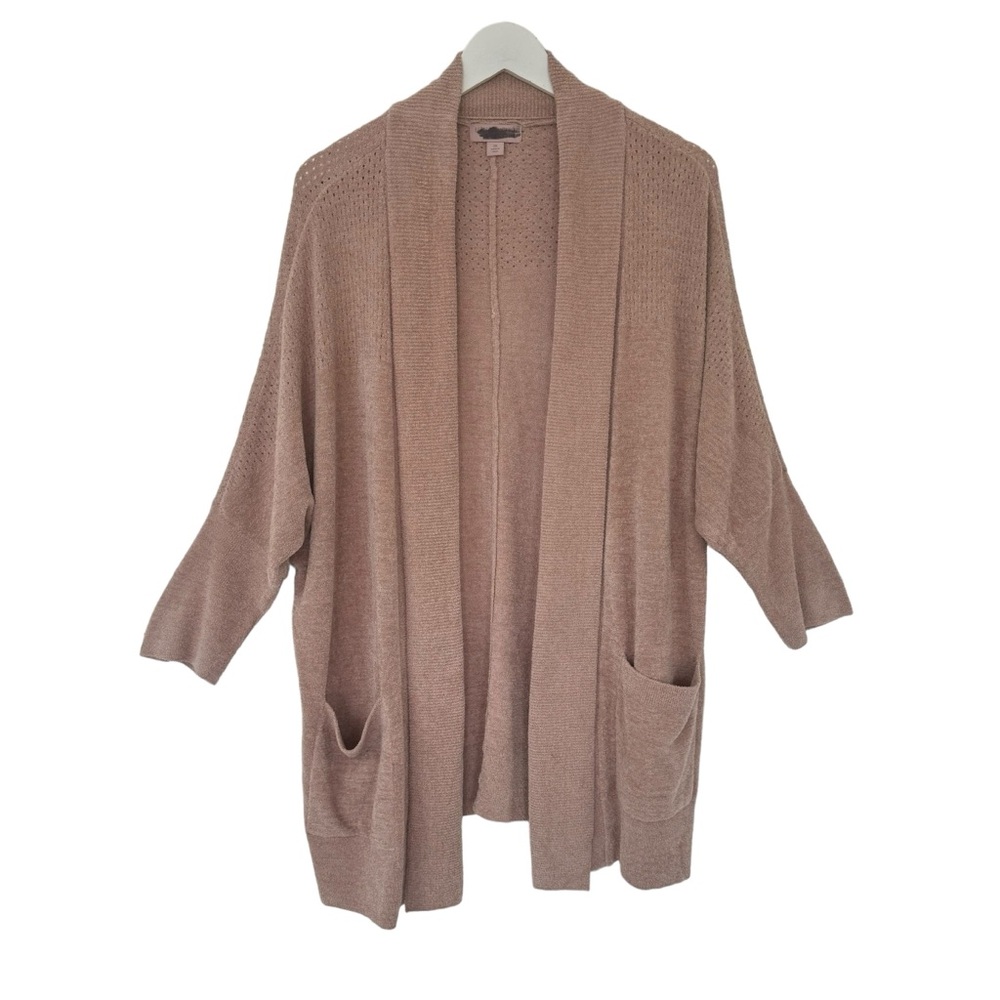 Barefoot Dreams Cardigan 1X CozyChic Ultra Lite Pointelle Cardi Pink Clay New